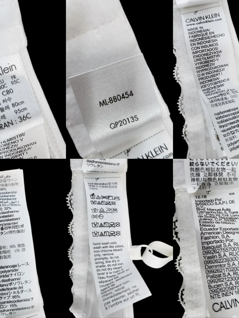 Calvin Klein White Lace Trim Contour Underwire T-Shirt Bra Gold Logo Size 36C